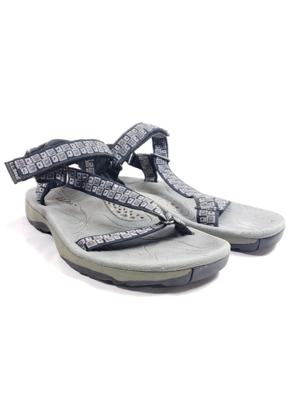 L.L.Bean Mens 10.5 Katahdin Adjustable Sports Sandals Medium Grey/Black